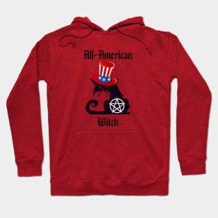 All-American Witch Cute Cat, Patriotic Witch Gift Hoodie